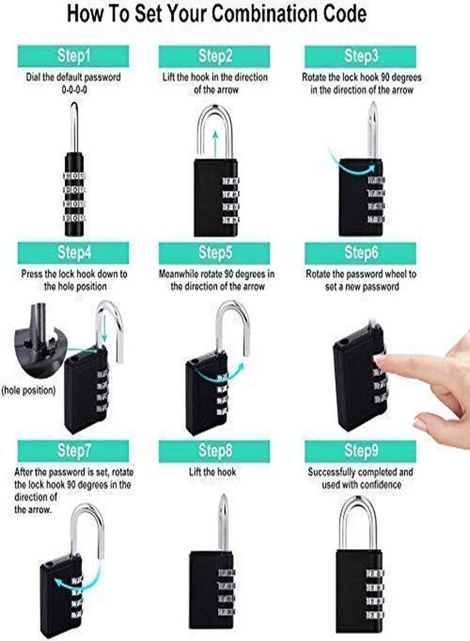 SCHUBERT Bag Lock Combination Number Locks for Door Password Key Home Digital Finger Padlock Deal Security Smart 4-Digit Safe Pin Hand Bag (Pack of 1)(Initial Password 0-0-0-0) - Image 4
